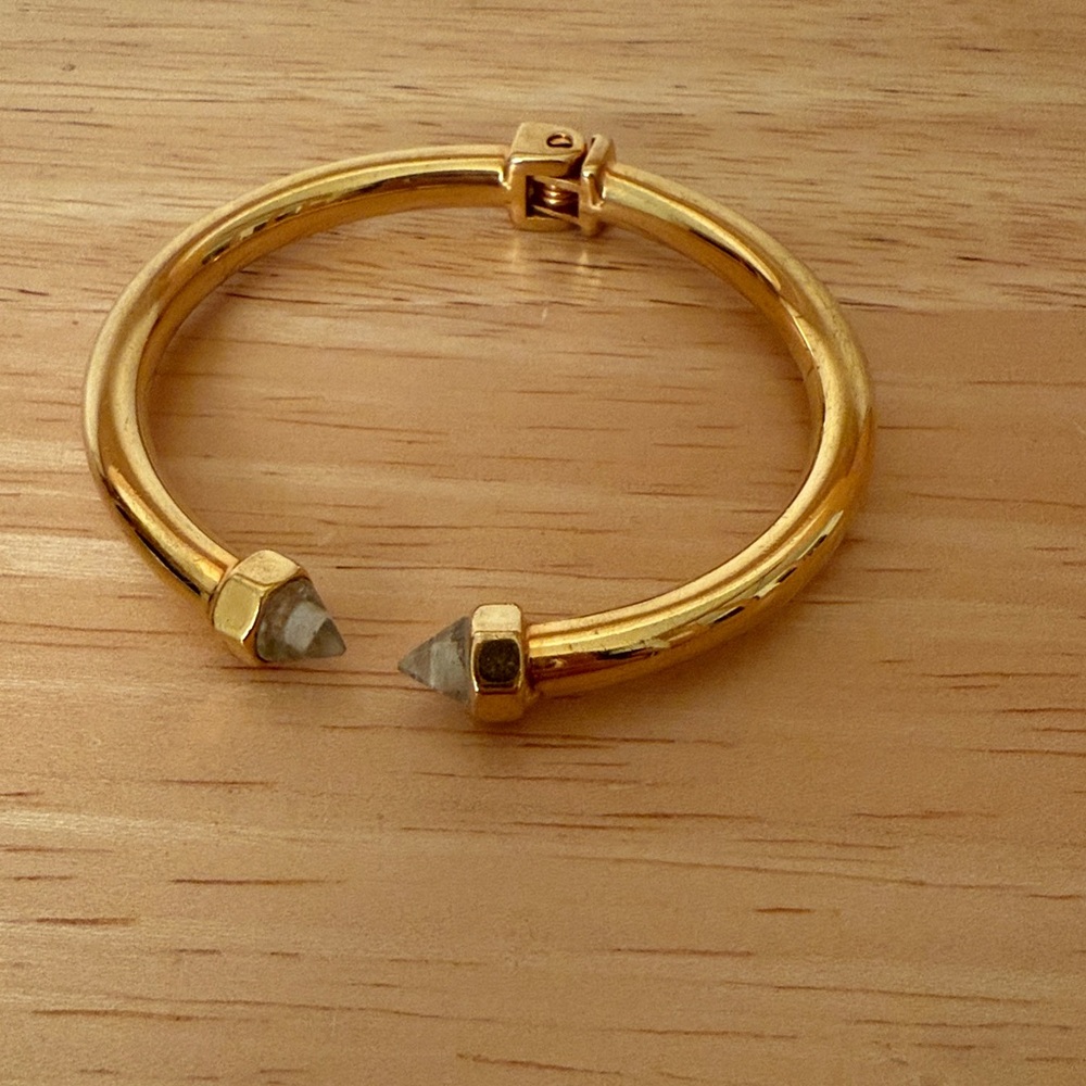 Vita Fede Gold & Clear Stone Mini Luciano Cuff Bracelet